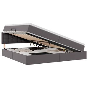 vidaXL Seng med opbevaring og madras Gr&aring; 200 x 200 cm Faux l&aelig;der