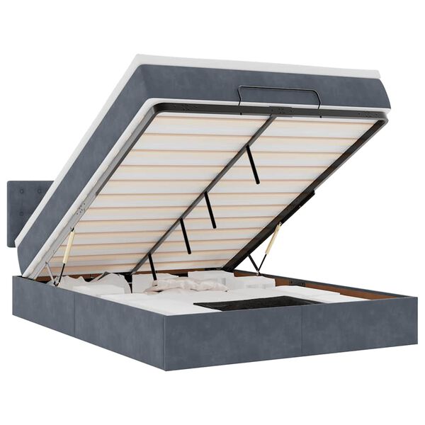 vidaXL osmannisk sengeramme med madras 140x200 cm fl&oslash;jl m&oslash;rkegr&aring;