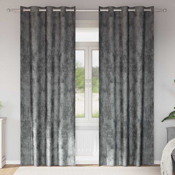 vidaXL Velour Gardiner med gardiner 2 pcs Grå 225 x 140 cm Fløjl