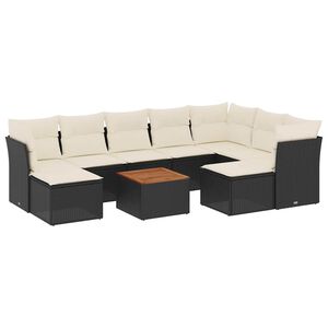 vidaXL sofas&aelig;t til haven 10 dele med hynder polyrattan sort