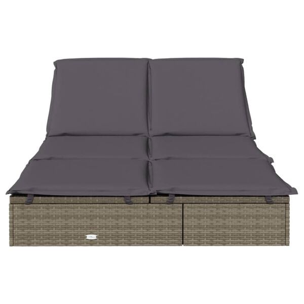 vidaXL 2-personers solseng med hynder polyrattan gr&aring;