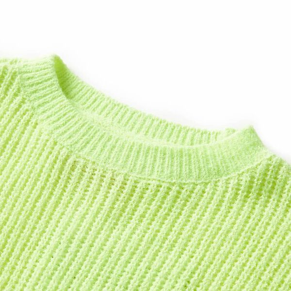 Sweater til b&oslash;rn str. 128 strikket neongul
