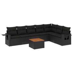 vidaXL sofas&aelig;t til haven 8 dele med hynder polyrattan sort