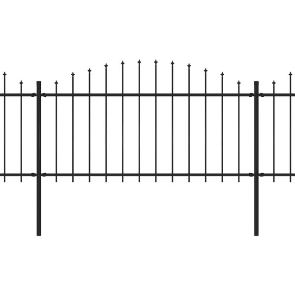vidaXL havehegn med spydtop st&aring;l 714,5x150 cm sort