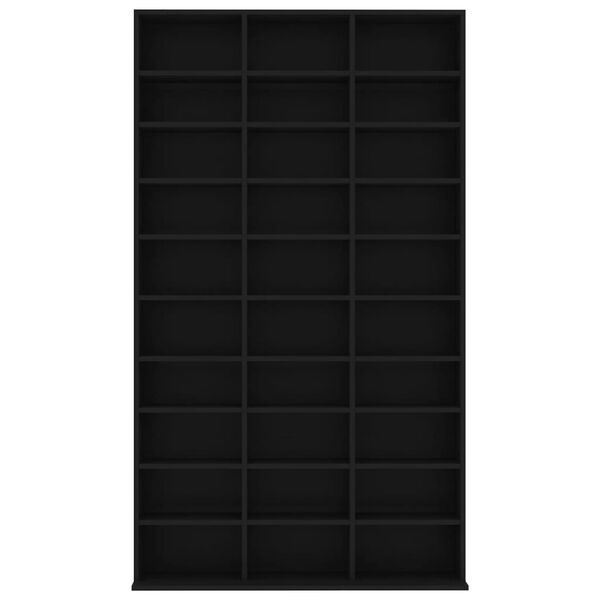 vidaXL cd-reol 102x16x177,5 cm konstrueret træ sort