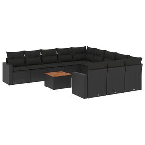 vidaXL sofas&aelig;t til haven 12 dele med hynder polyrattan sort