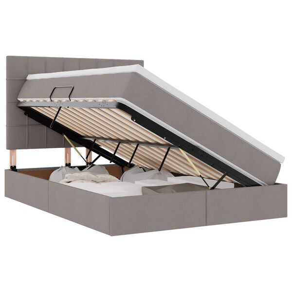 vidaXL Seng med opbevaring og LED Gr&aring;brun 140 x 190 cm Polyester