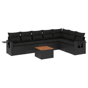 vidaXL sofas&aelig;t til haven 8 dele med hynder polyrattan sort