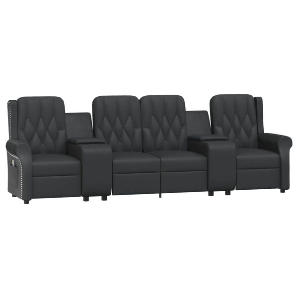 vidaXL 4-personers massagestol m. kopholdere skinnende kunstl&aelig;der sort