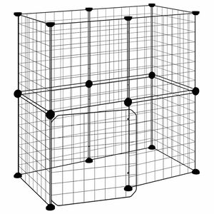 vidaXL 12-panels k&aelig;ledyrsindhegning med l&aring;ge 70x35x70 cm st&aring;l sort