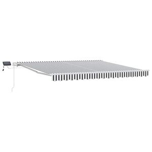 vidaXL markise m. LED 400x300 cm manuel betjening antracitgr&aring; og hvid