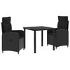 vidaXL Udend&oslash;rs spise s&aelig;t 3 stk. Sort polyrattan