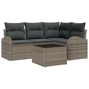 vidaXL Havesofa S&aelig;t med pude med opbevaring 5 pcs Gr&aring; polyrattan