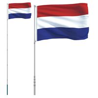 vidaXL Holland flag og flagstang 5,55 m aluminium