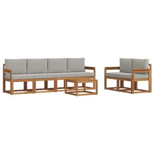 vidaXL Udend&oslash;rs sofagruppe 7 pcs Naturlig og Lys Gr&aring; Massivt Akacietr&aelig;