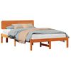 vidaXL Sengestel med hovedg&aelig;rde Voks brun 140 x 190 cm Massiv fyrretr&aelig;