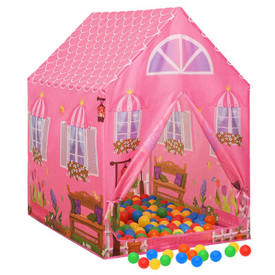 vidaXL legetelt til børn 69x94x104 cm med 250 bolde pink
