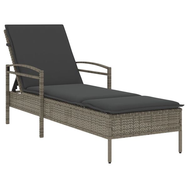 vidaXL liggestol med hynde 63x200x81 cm polyrattan grå