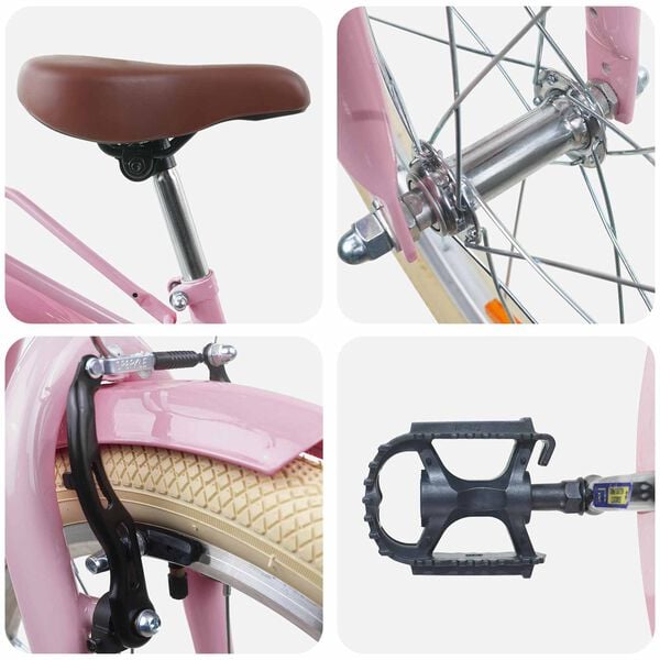 vidaXL B&oslash;rnecykel 24 tommer til 8-12 &aring;r Lys pink