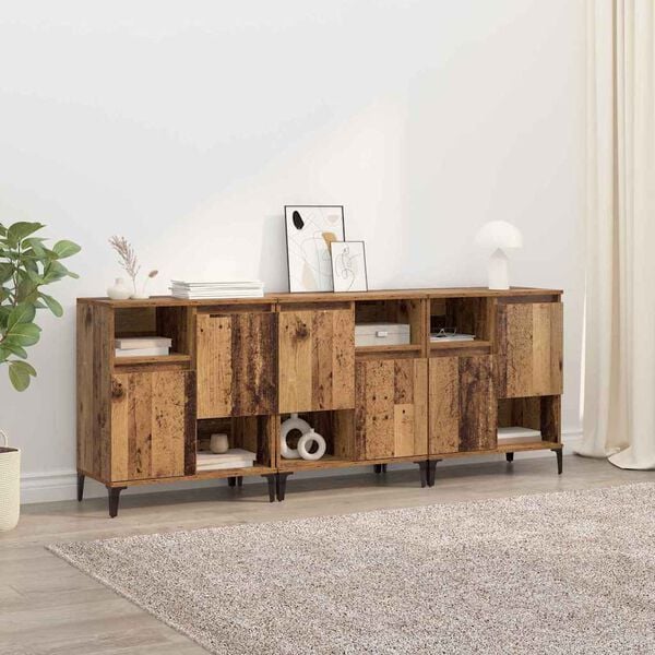 vidaXL Sideboards 3 pcs Gammelt tr&aelig; 60 x 35 x 70 cm Konstrueret tr&aelig;
