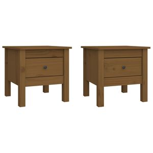 vidaXL sideborde 2 stk. 40x40x39 cm massivt fyrretr&aelig; gyldenbrun
