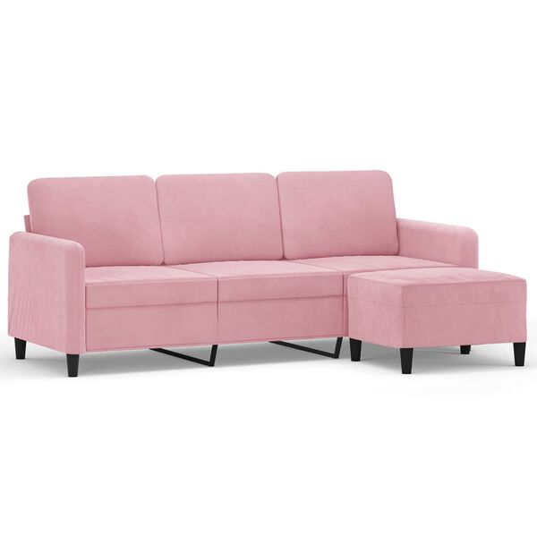 vidaXL 3-personers sofa med fodskammel 180 cm velour lyser&oslash;d