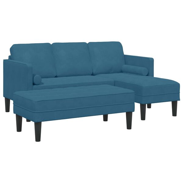vidaXL Sofa S&aelig;t med pude 2 pcs Bl&aring; Polyester
