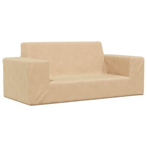 vidaXL 2-personers sofa til b&oslash;rn bl&oslash;dt plys cremefarvet