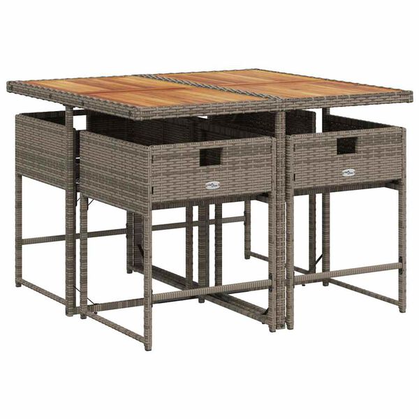 vidaXL spisebordss&aelig;t til haven 5 dele med hynder polyrattan gr&aring;