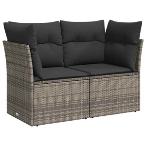 vidaXL 2-personers havesofa med hynder polyrattan gr&aring;