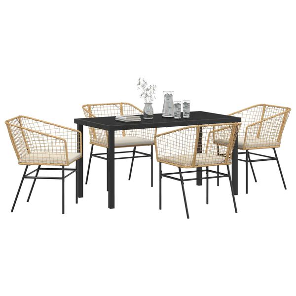 vidaXL Have Spisebordss&aelig;t 5 pcs Brun polyrattan