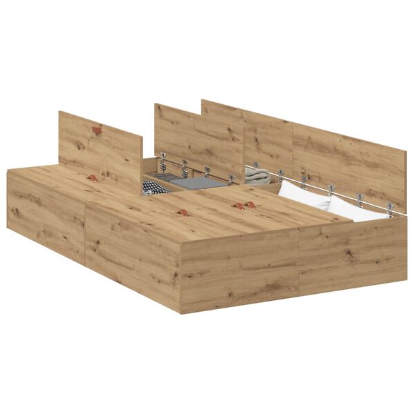 vidaXL Seng med opbevaring Artisan Egetr&aelig; 120 x 200 cm Konstrueret tr&aelig;