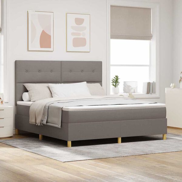 vidaXL LED Box Spring Bed med madras Gr&aring;brun 180 x 200 cm Stof
