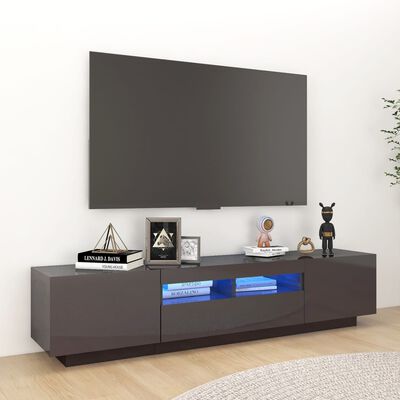 vidaXL tv-skab med LED-lys 180x35x40 cm grå højglans