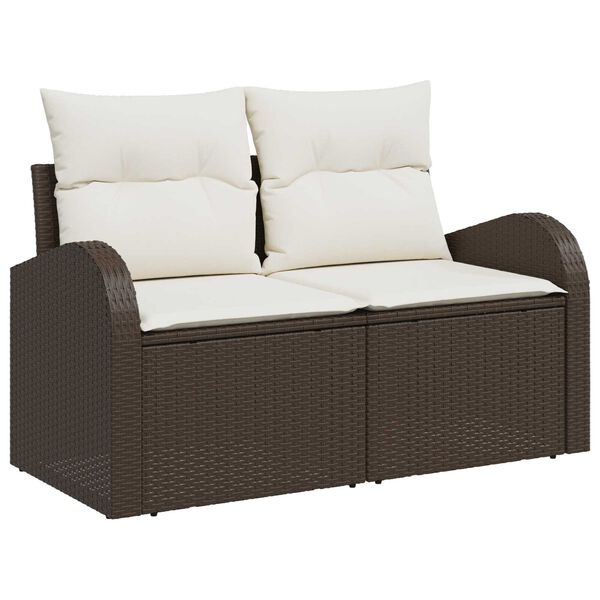 vidaXL Havesofa Sæt med pude med opbevaring 6 pcs Brun Poly rattan