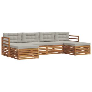 vidaXL Sofas&aelig;t med pude 6 pcs Naturlig og Lys Gr&aring; Massivt Akacietr&aelig;