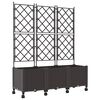 vidaXL Haveplantekasse med espalier og hjul 3 stk. Brun PP