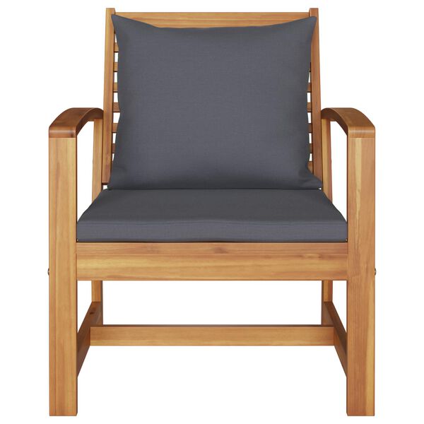 vidaXL Stol 2 pcs Brun og mørkegrå 110 x 65 x 76.5 cm Massiv Teaktræ