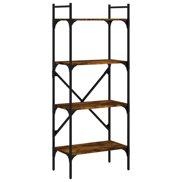 vidaXL bogreol med 4 hylder 56x31,5x138,5 cm konstrueret træ røget eg