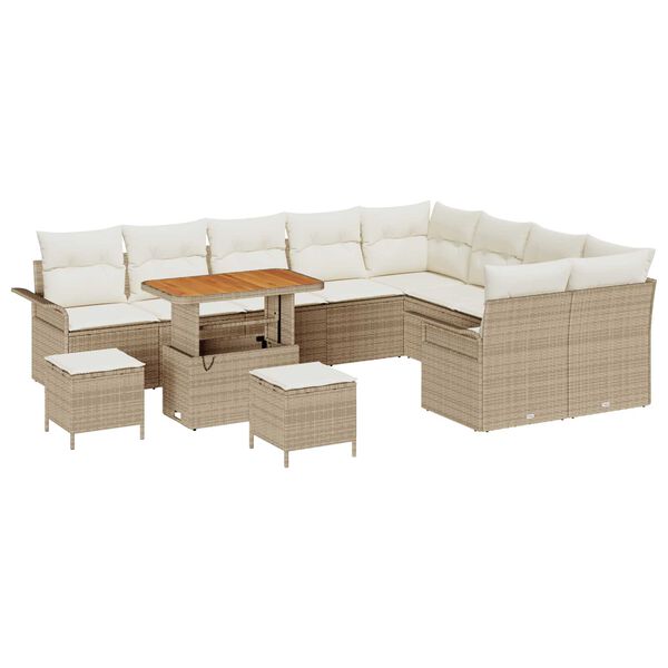 vidaXL Havesofa S&aelig;t med pude med opbevaring 12 pcs Beige og creme