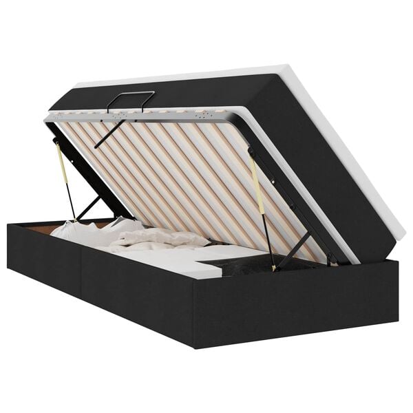 vidaXL Seng med opbevaring og madras Sort 100 x 200 cm Polyester