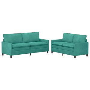 vidaXL Sofa S&aelig;t 2 stk. Turkis Fl&oslash;jl