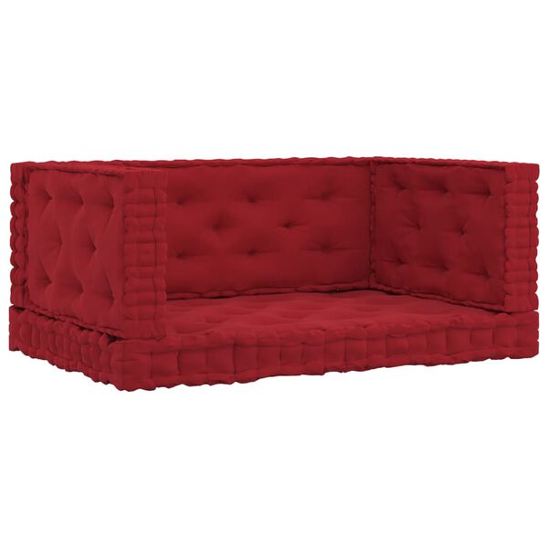 vidaXL hynder til pallesofa 4 stk. bomuld bordeauxfarvet