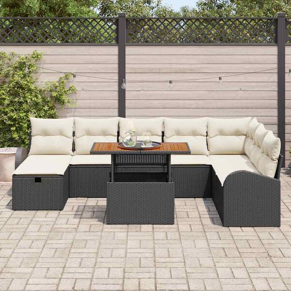 vidaXL Havesofa S&aelig;t 9 pcs Sort polyrattan