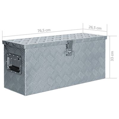 vidaXL aluminiumskasse 76,5 x 26,5 x 33 cm sølvfarvet
