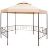 vidaXL havepavillon med baldakin sekskantet beige 323x265 cm
