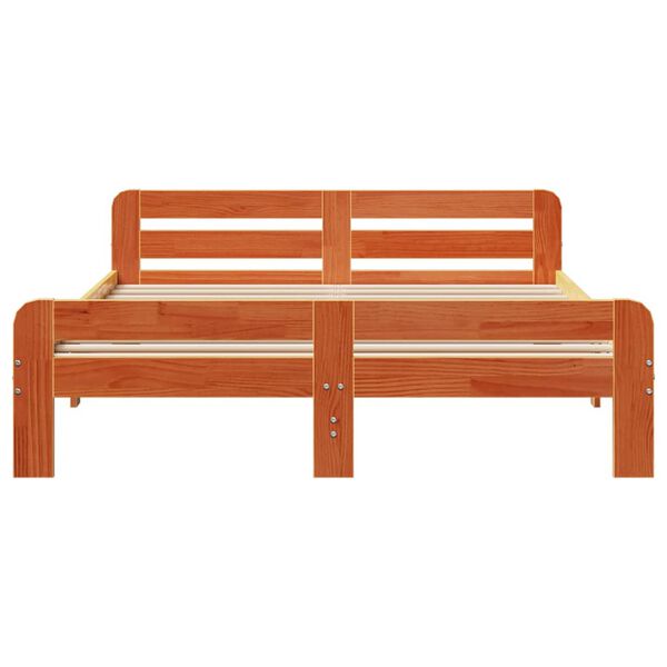 vidaXL sengeramme uden madras 160x200 cm massivt fyrretr&aelig; gyldenbrun