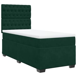 vidaXL kontinentalseng med madras 80x200 cm fl&oslash;jl m&oslash;rkegr&oslash;n