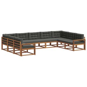 vidaXL Udend&oslash;rs sofagruppe med pude 9 pcs Naturlig og Antracit