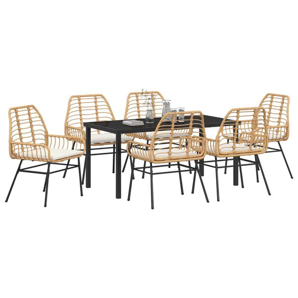 vidaXL Have Spisebordssæt 7 pcs Brun polyrattan